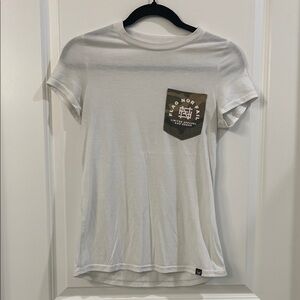 Flag nor Fail White T-Shirt with Camouflage Pocket